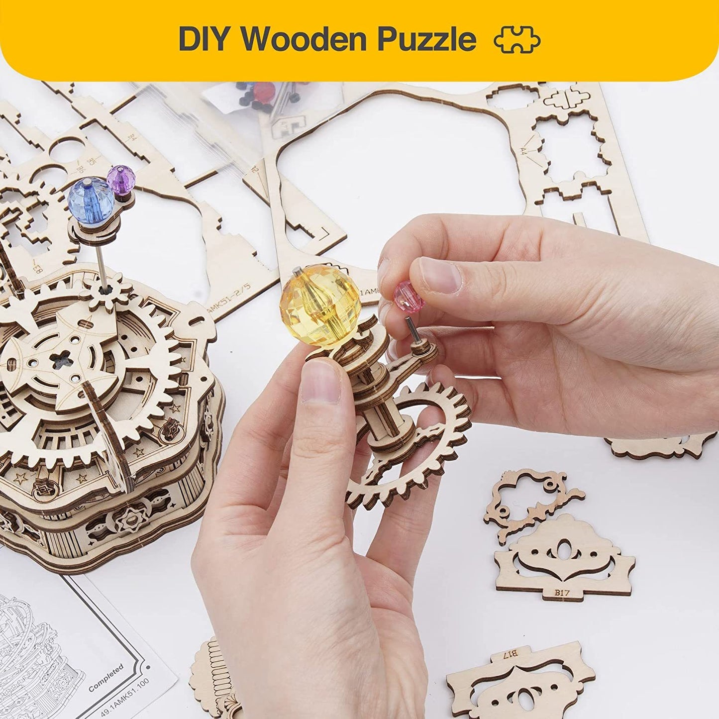 Rotating Mechanical Music Box 3D Wooden Puzzle (84 pcs)