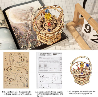 Rotating Mechanical Music Box 3D Wooden Puzzle (84 pcs)