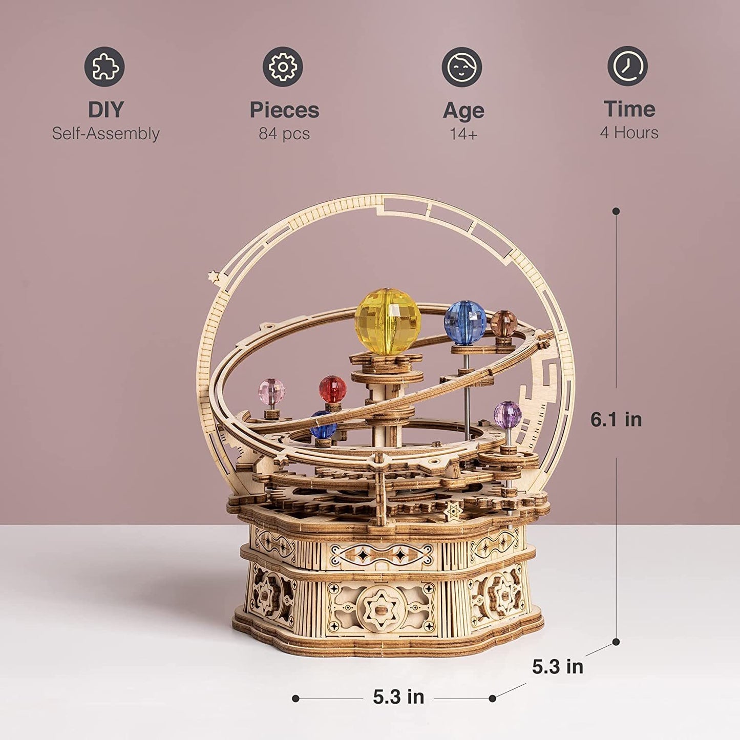 Rotating Mechanical Music Box 3D Wooden Puzzle (84 pcs)